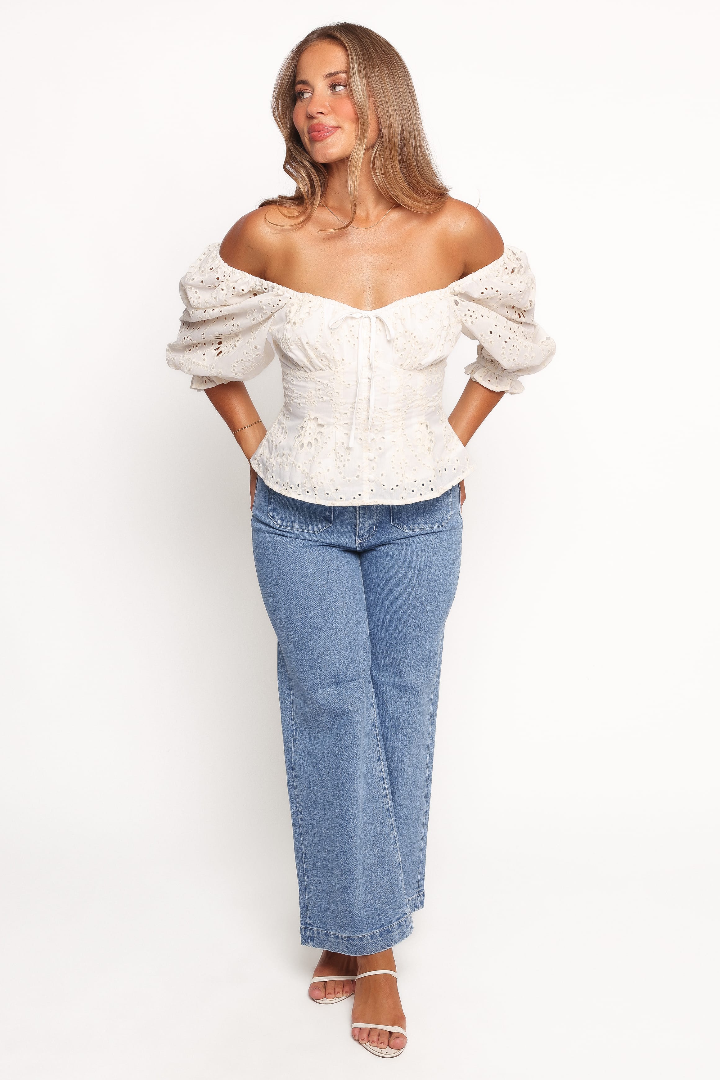 TOPS Mairead Eyelet Top - Cream
