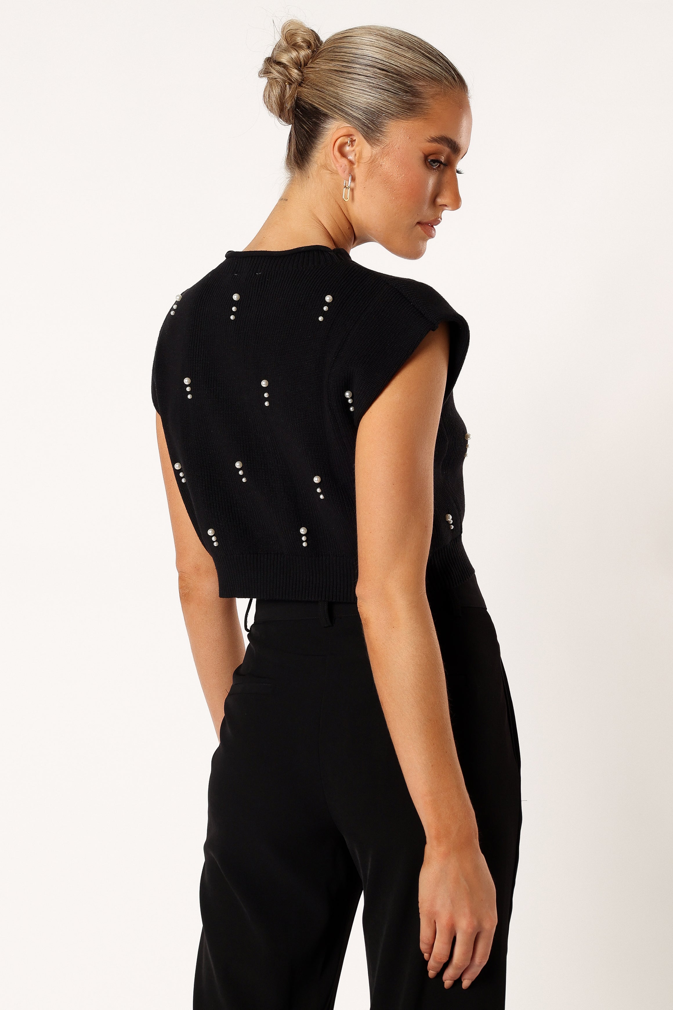TOPS @Malani Beaded Top - Black