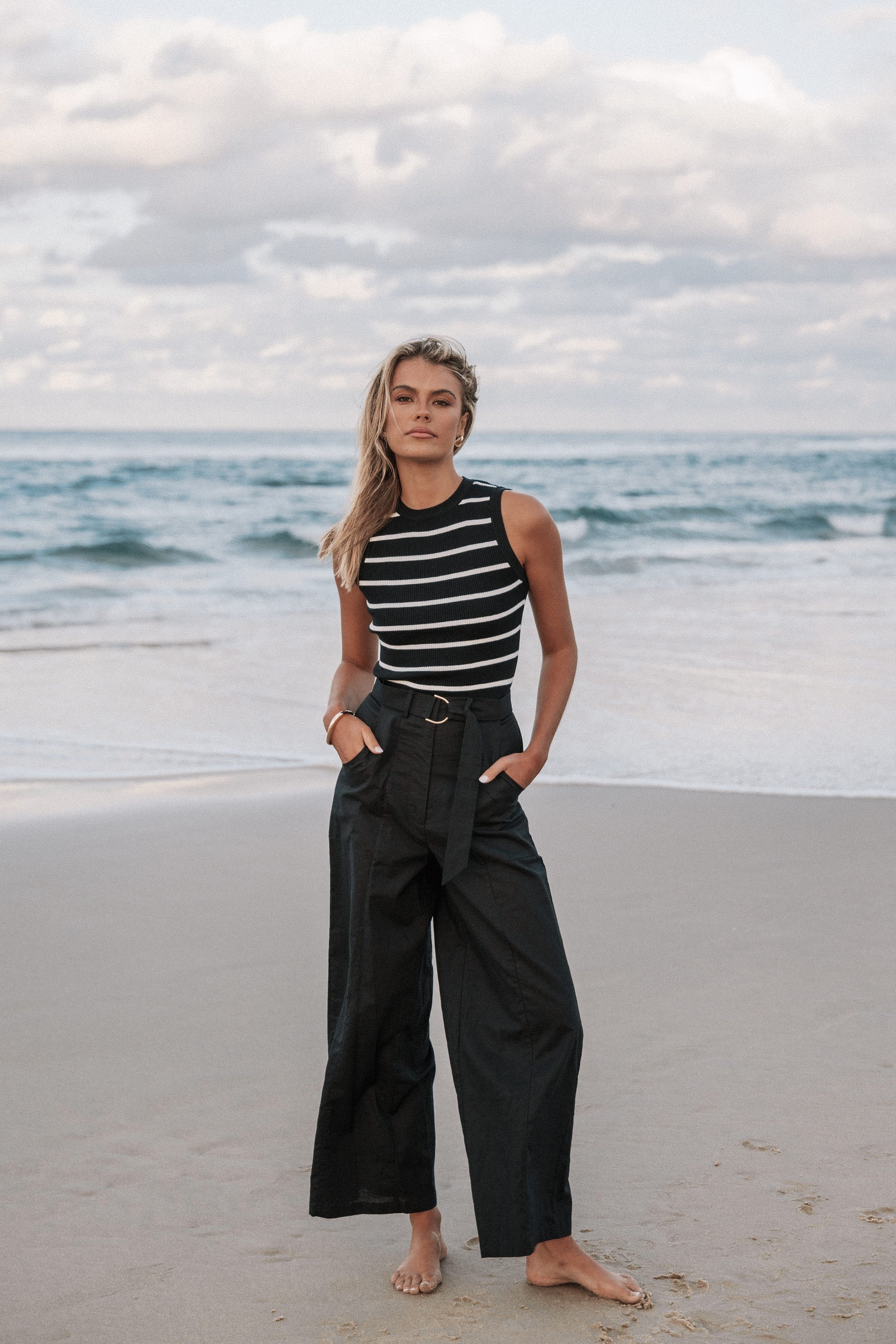 TOPS Margot Knit Top - Black Stripe