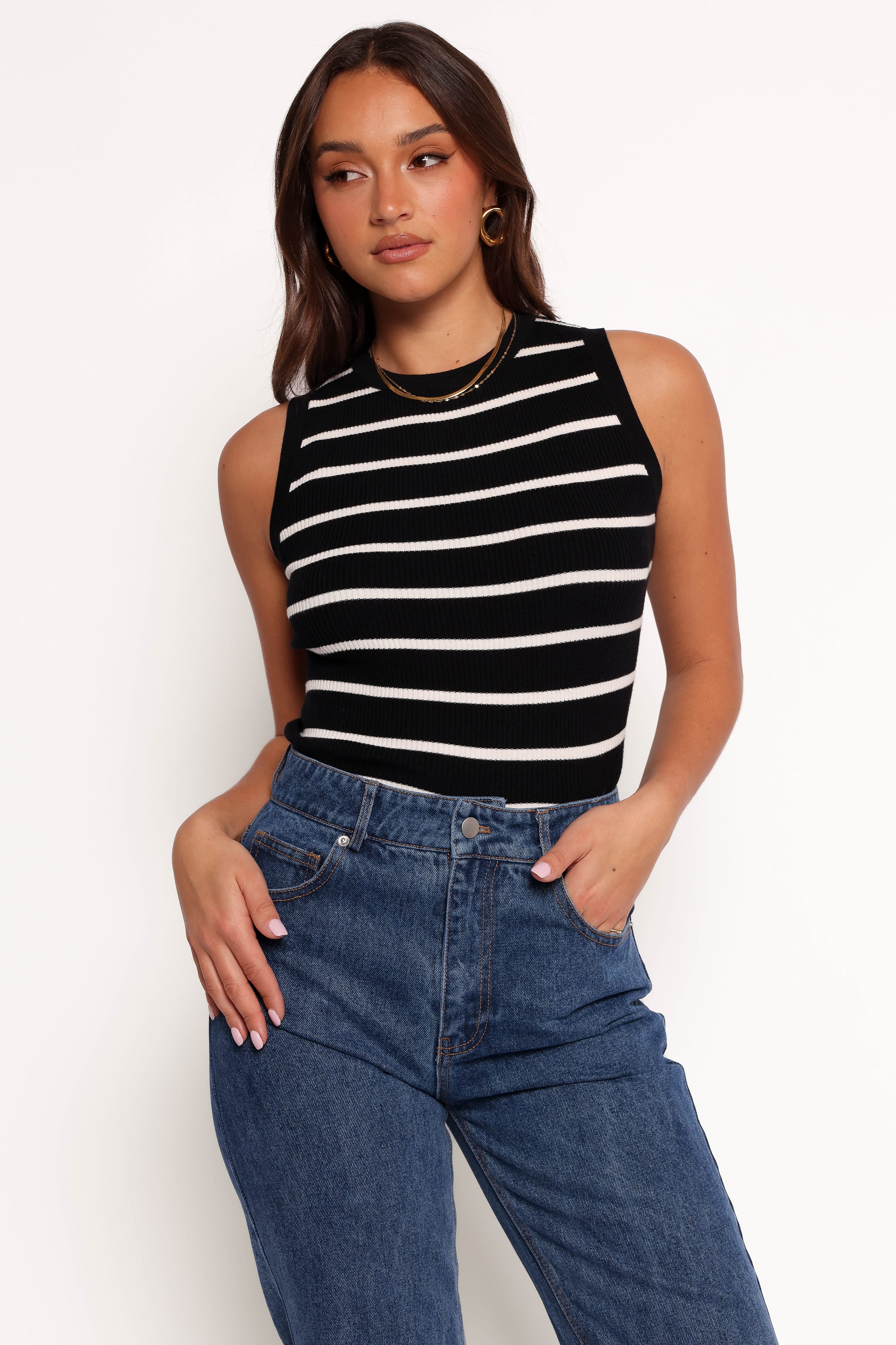 TOPS Margot Knit Top - Black Stripe