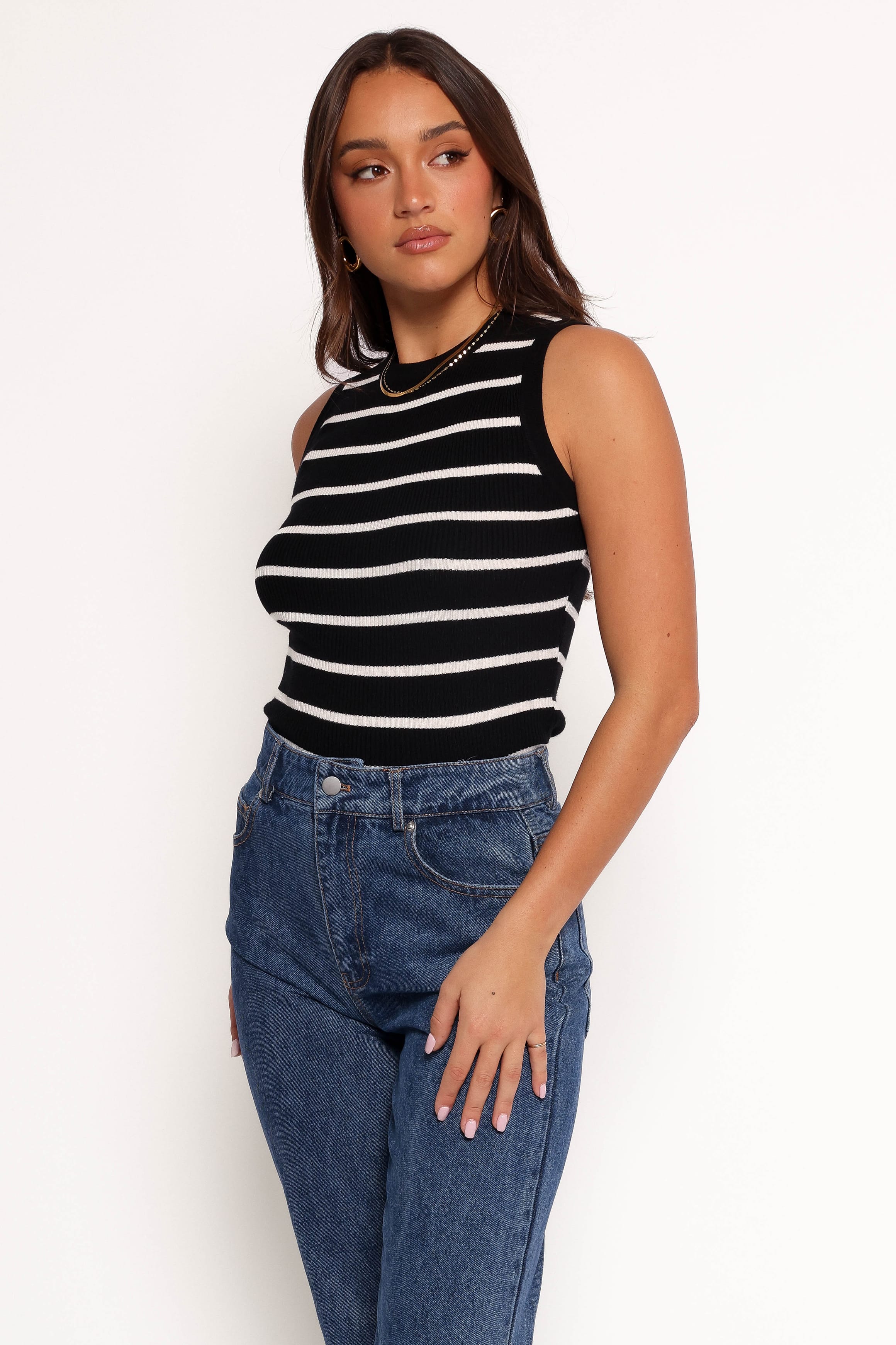 TOPS Margot Knit Top - Black Stripe