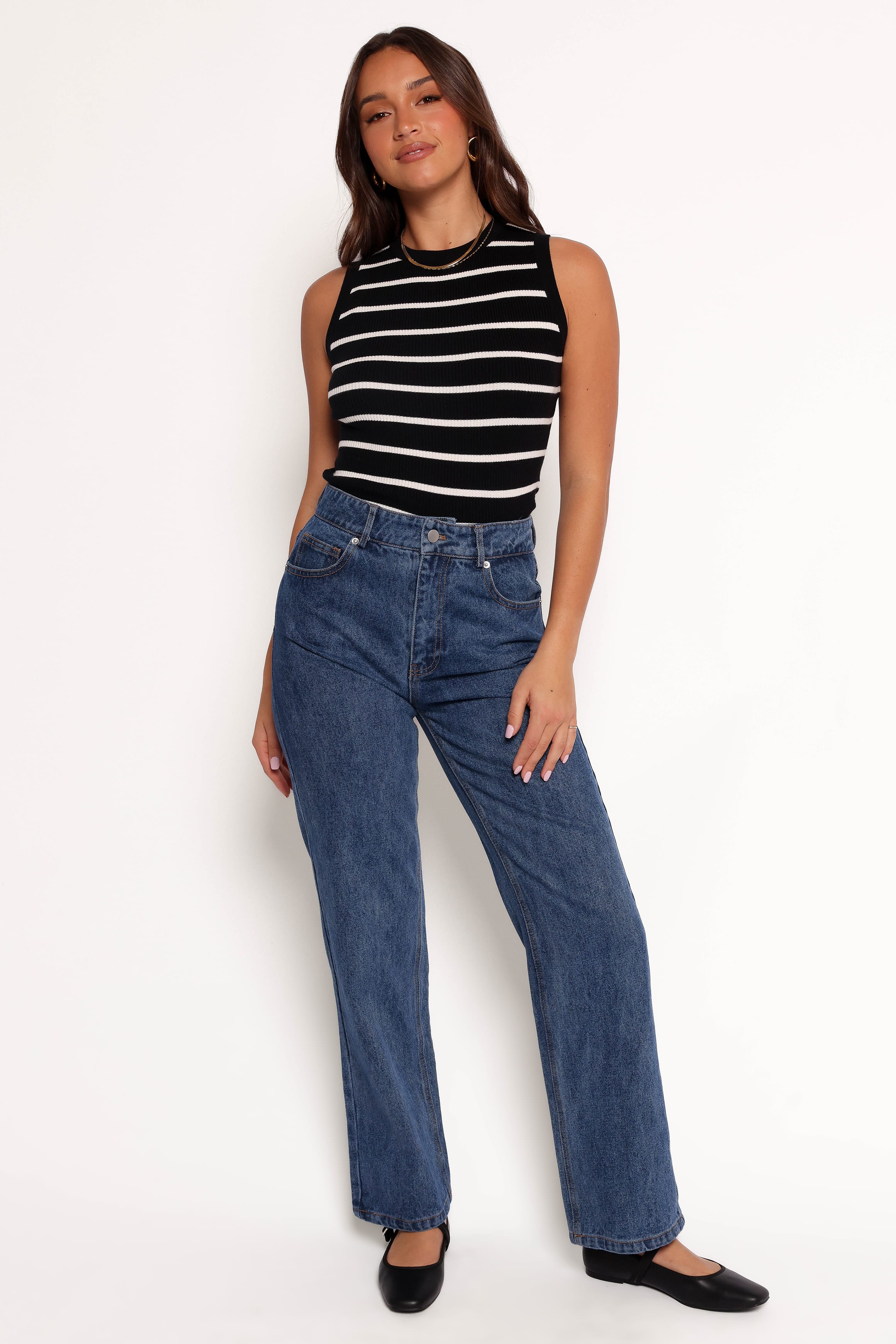 TOPS Margot Knit Top - Black Stripe