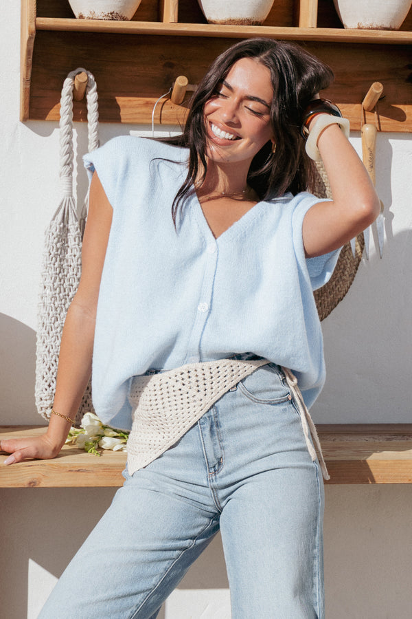 TOPS Mariana Knit Vest - Pale Blue