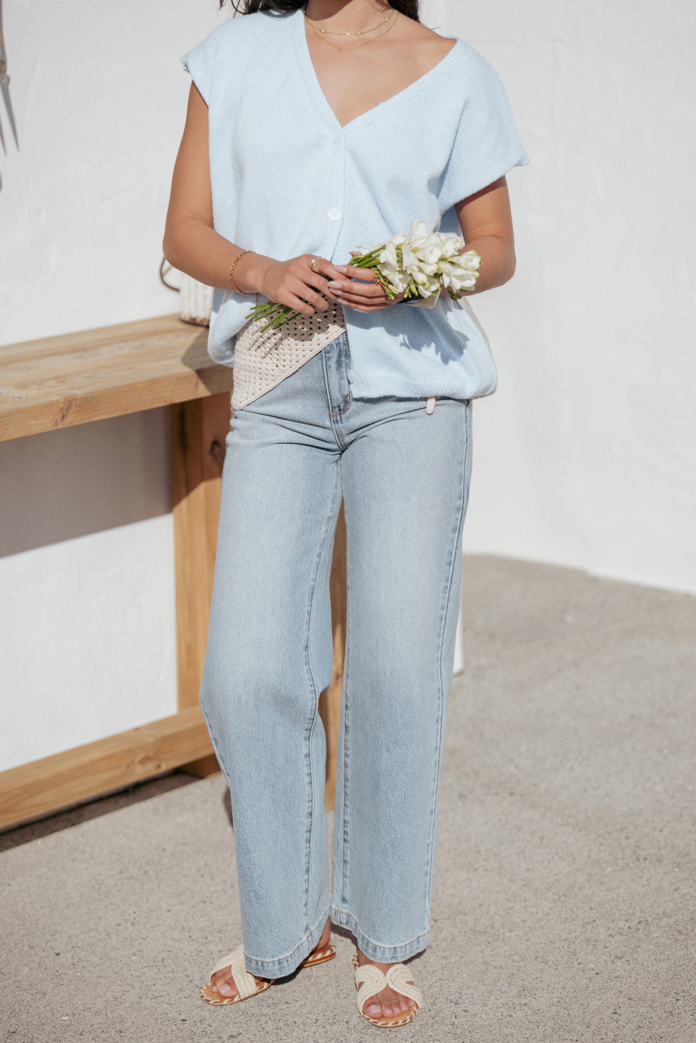 TOPS Mariana Knit Vest - Pale Blue