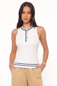 TOPS Marion Henley Knitted Tank Top - White