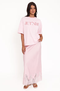 TOPS Marly Je T'Aime Tee - Pink Stripe