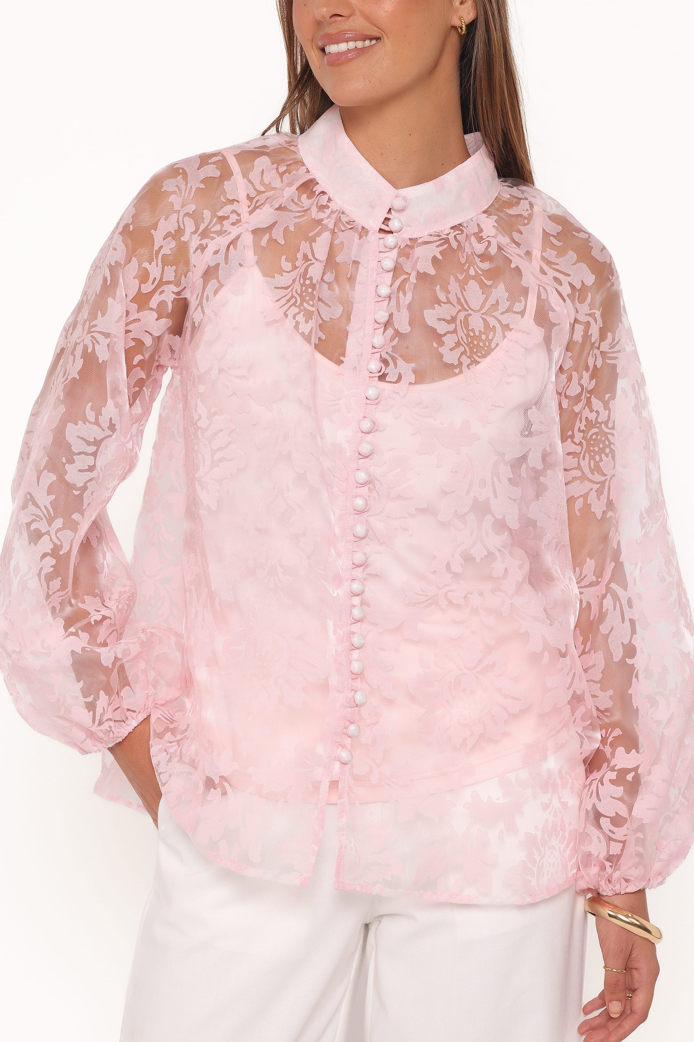 TOPS Marni Organza Top - Pink Floral