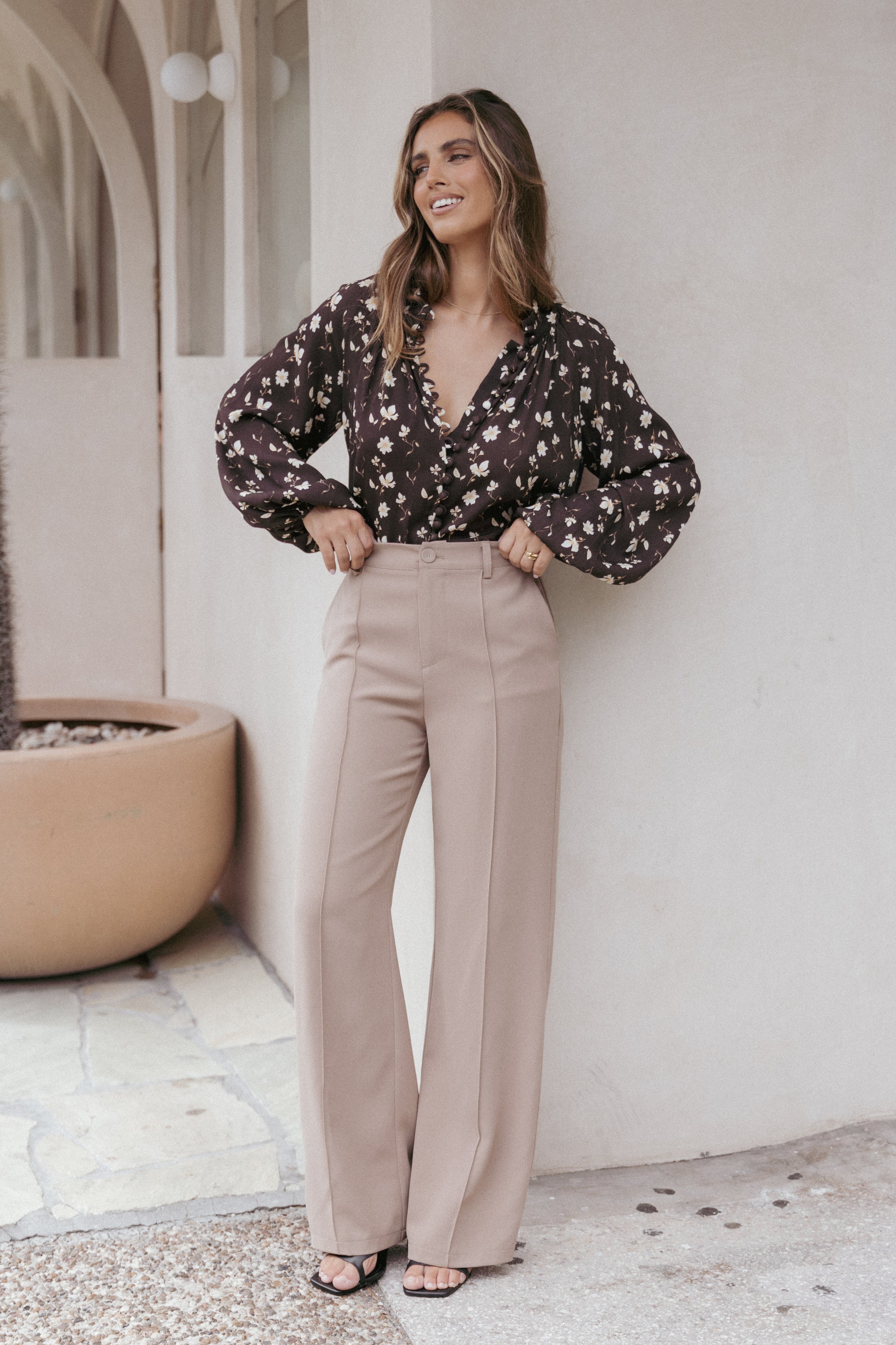 TOPS Marni Top - Brown Ditsy