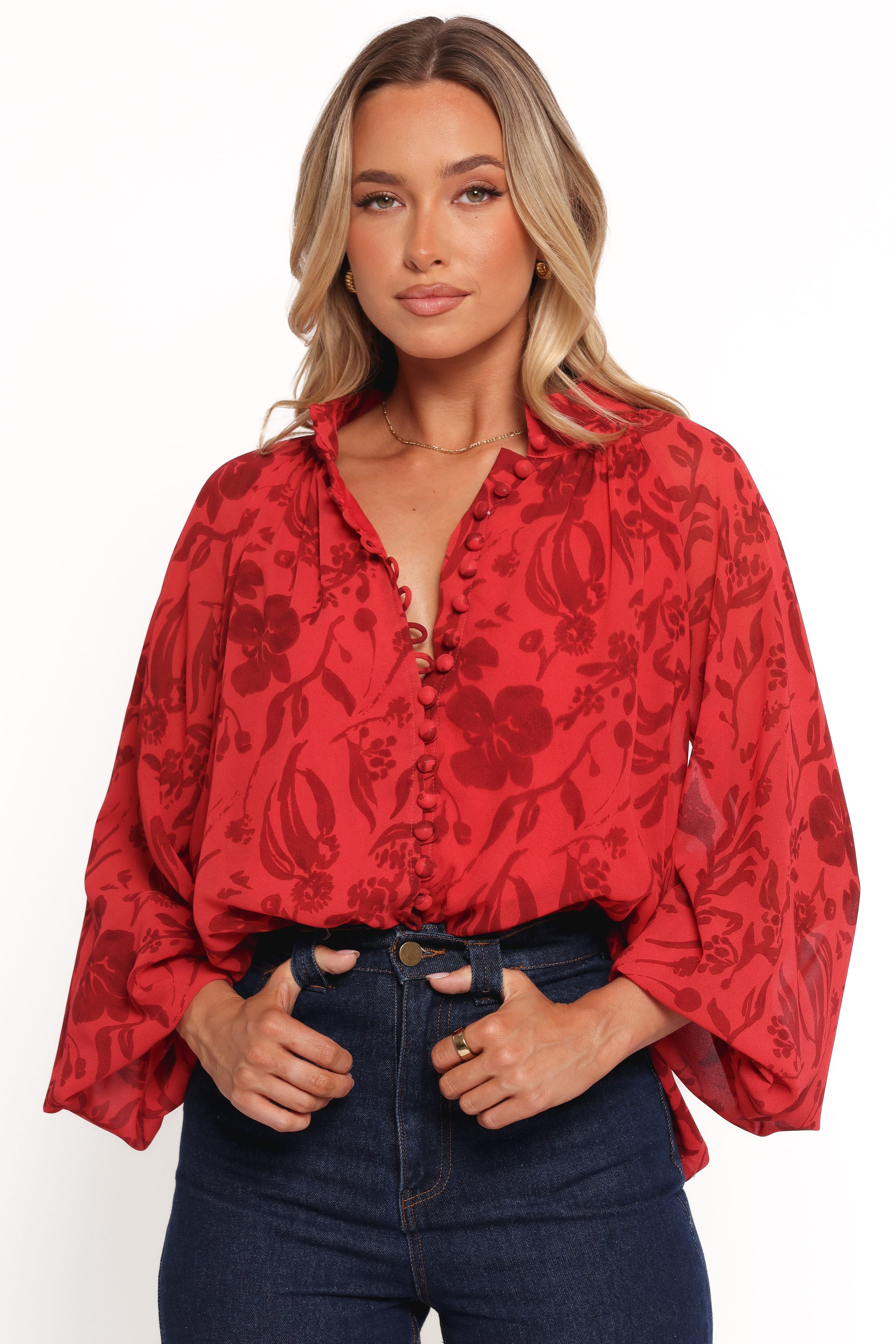 TOPS Marni Top - Red Floral