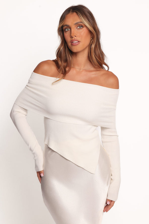 TOPS Mavis Off Shoulder Knit Top - Cream