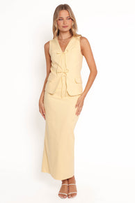 TOPS Meara Tie Front Vest Top - Butter Yellow