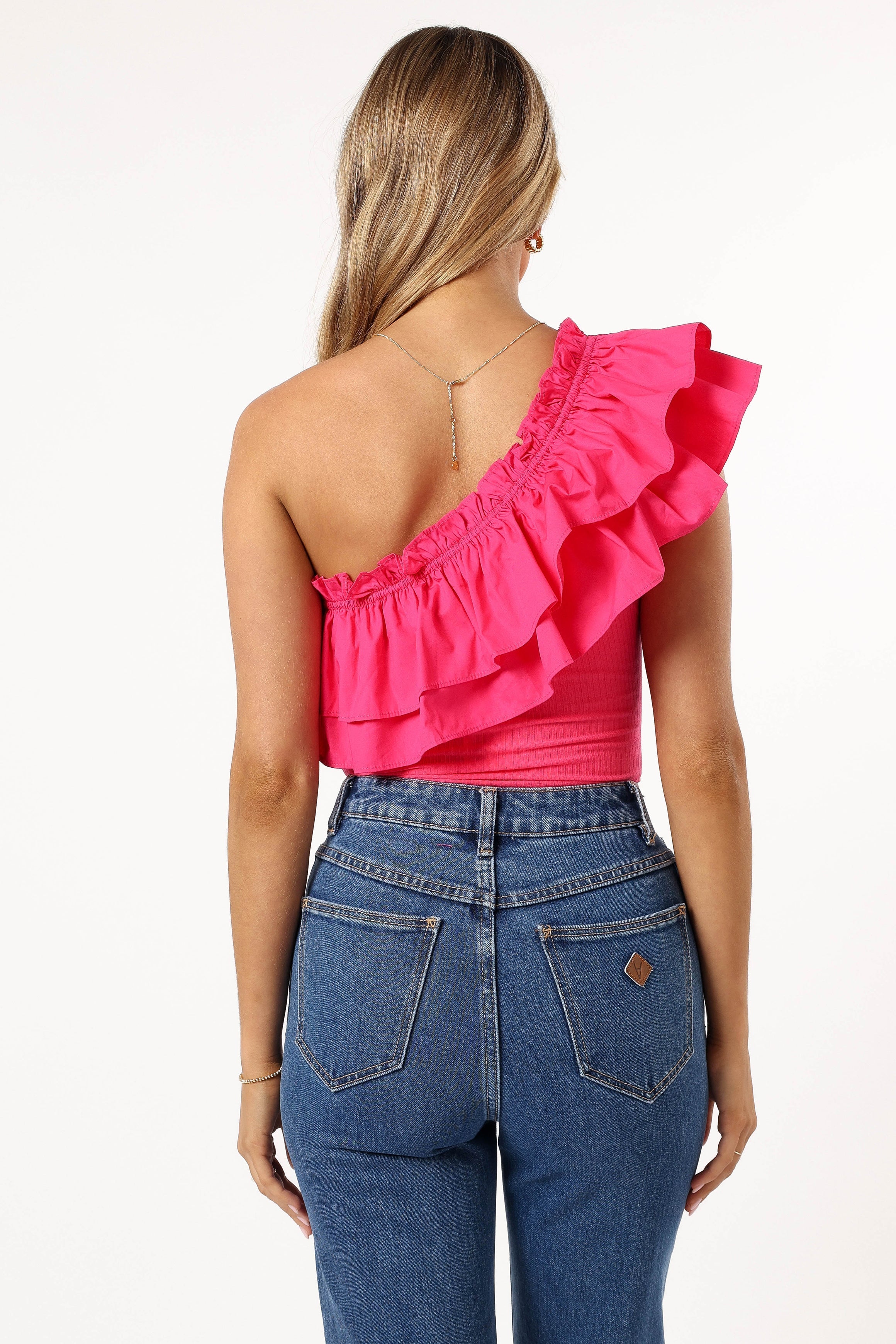 TOPS @Meena One Shoulder Bodysuit - Fuchsia