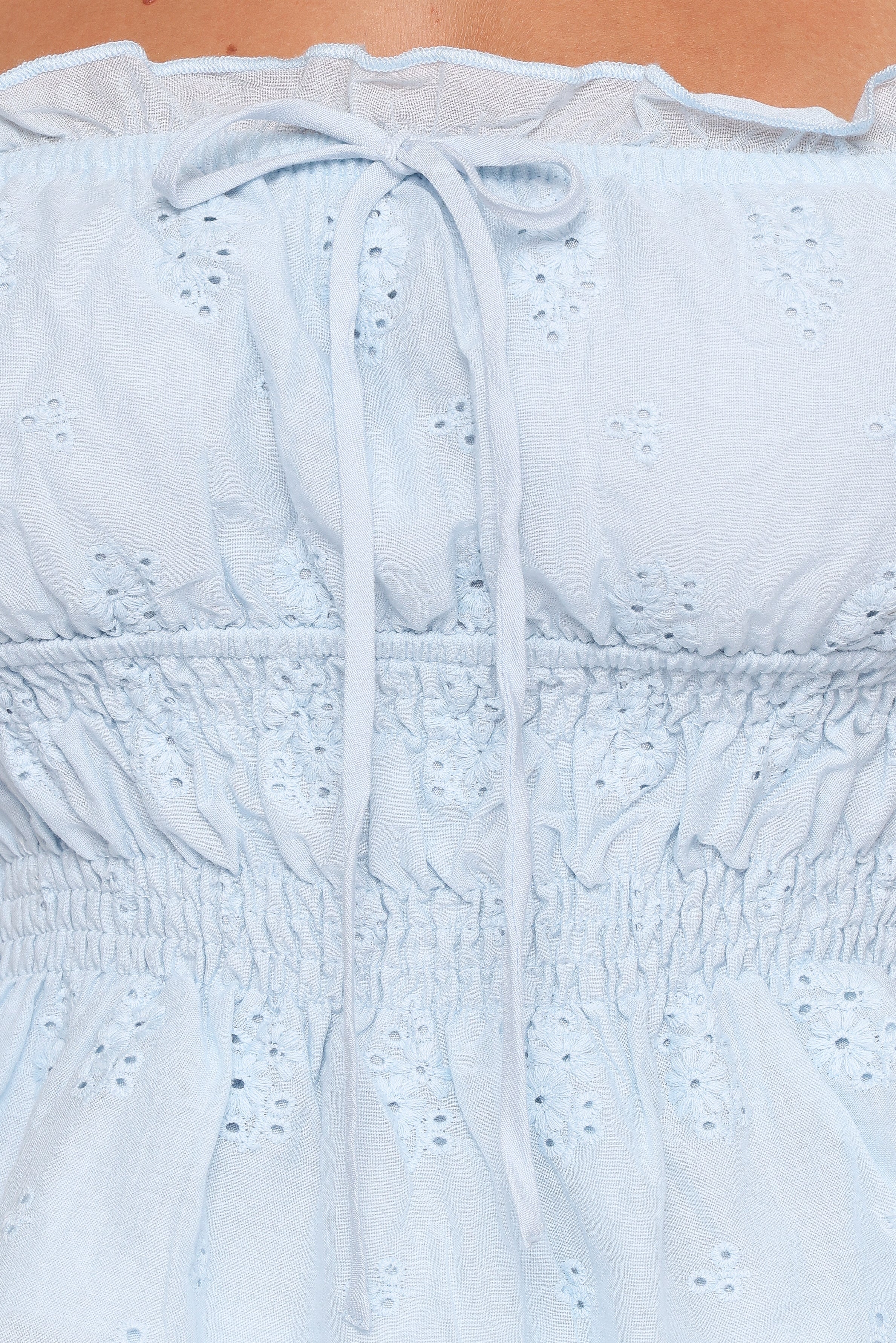 TOPS Melissa Peplum Top - Pale Blue