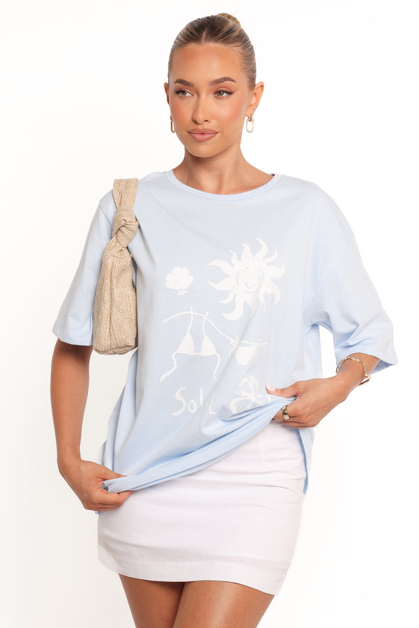 TOPS Mia Graphic Tee - Blue Soleil
