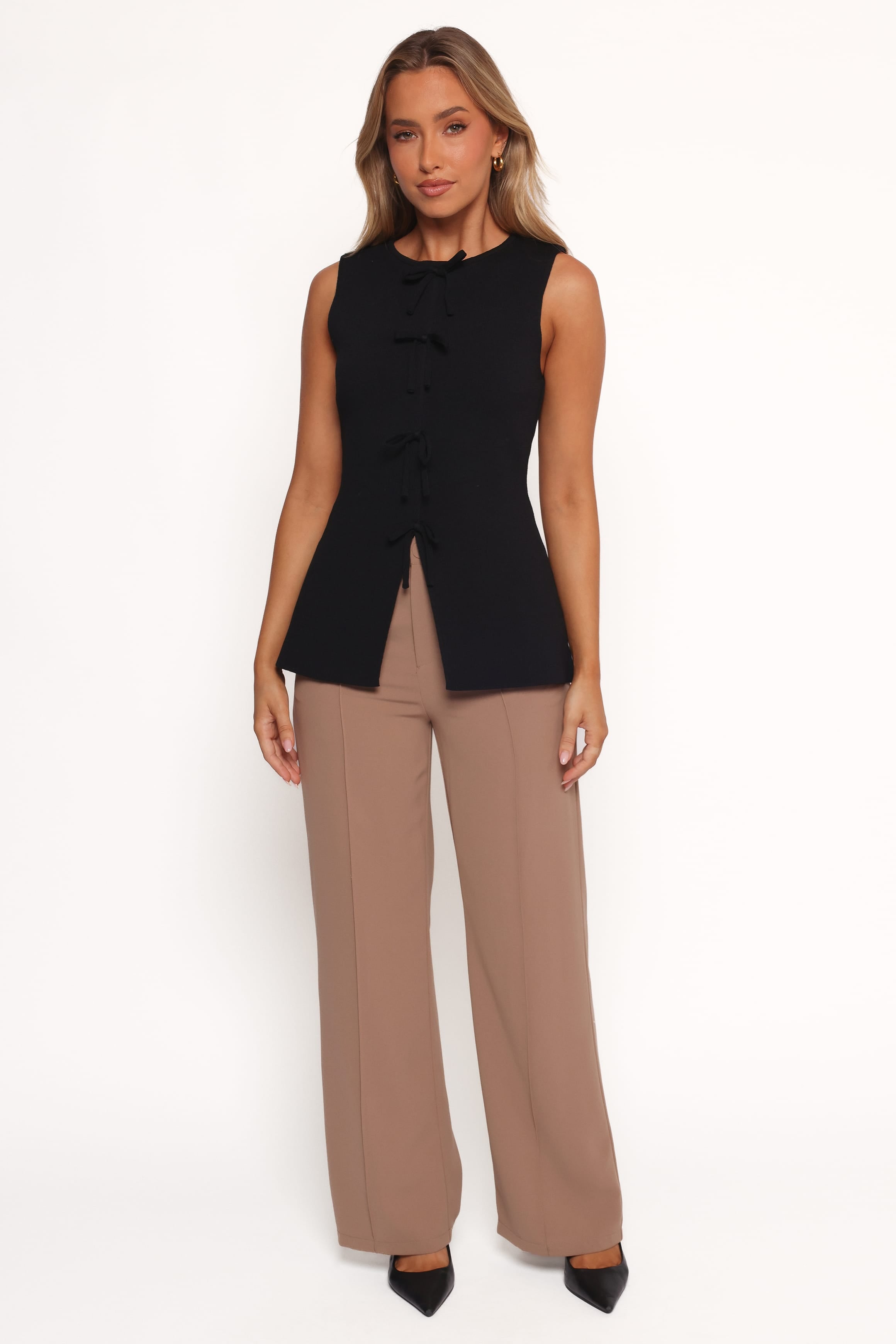 TOPS Milani Bow Knitted Top - Black