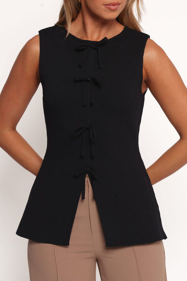 TOPS Milani Bow Knitted Top - Black