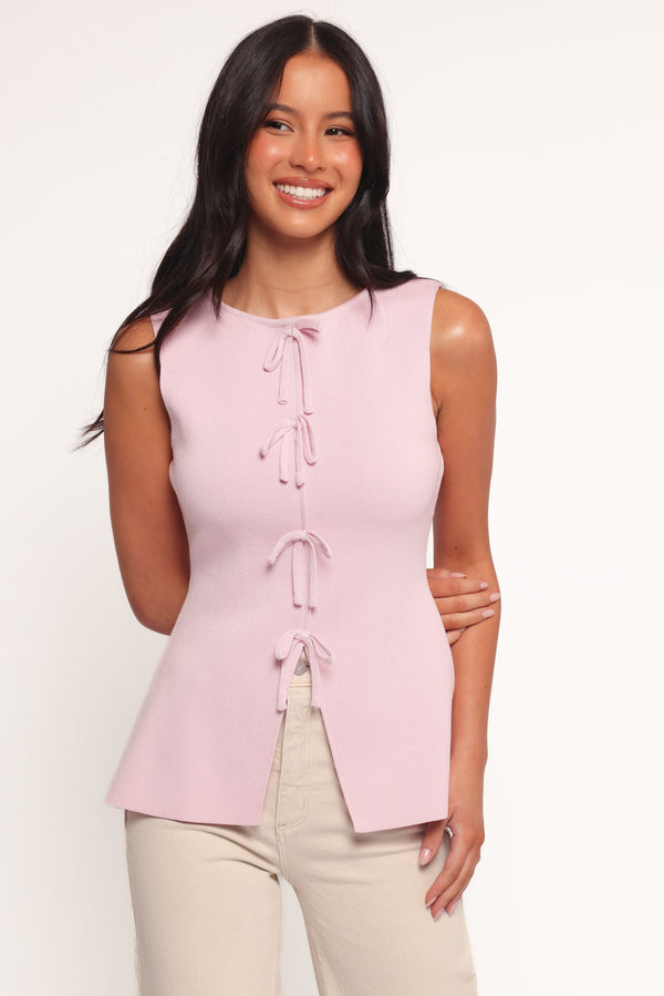TOPS Milani Bow Knitted Top - Light Pink