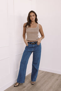 TOPS @Milla Knit Top - Beige Black (Hold for Winter Essentials)