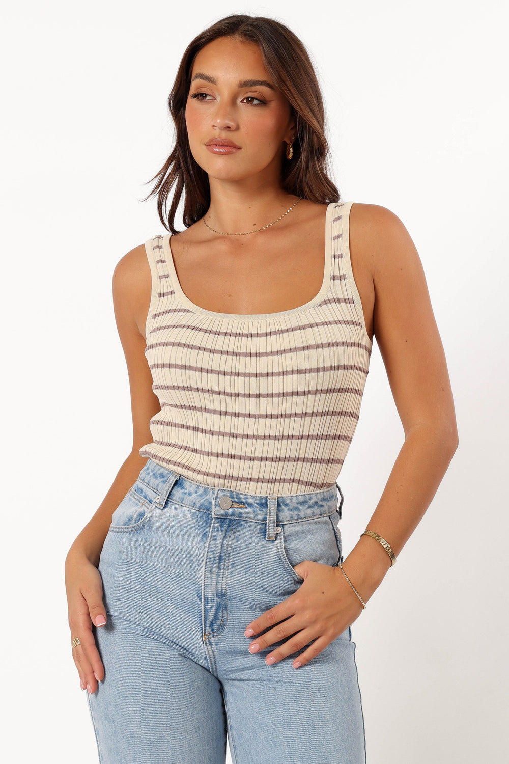 TOPS @Milla Knit Top - Cream Mocha (Hold for Cool Beginnings)