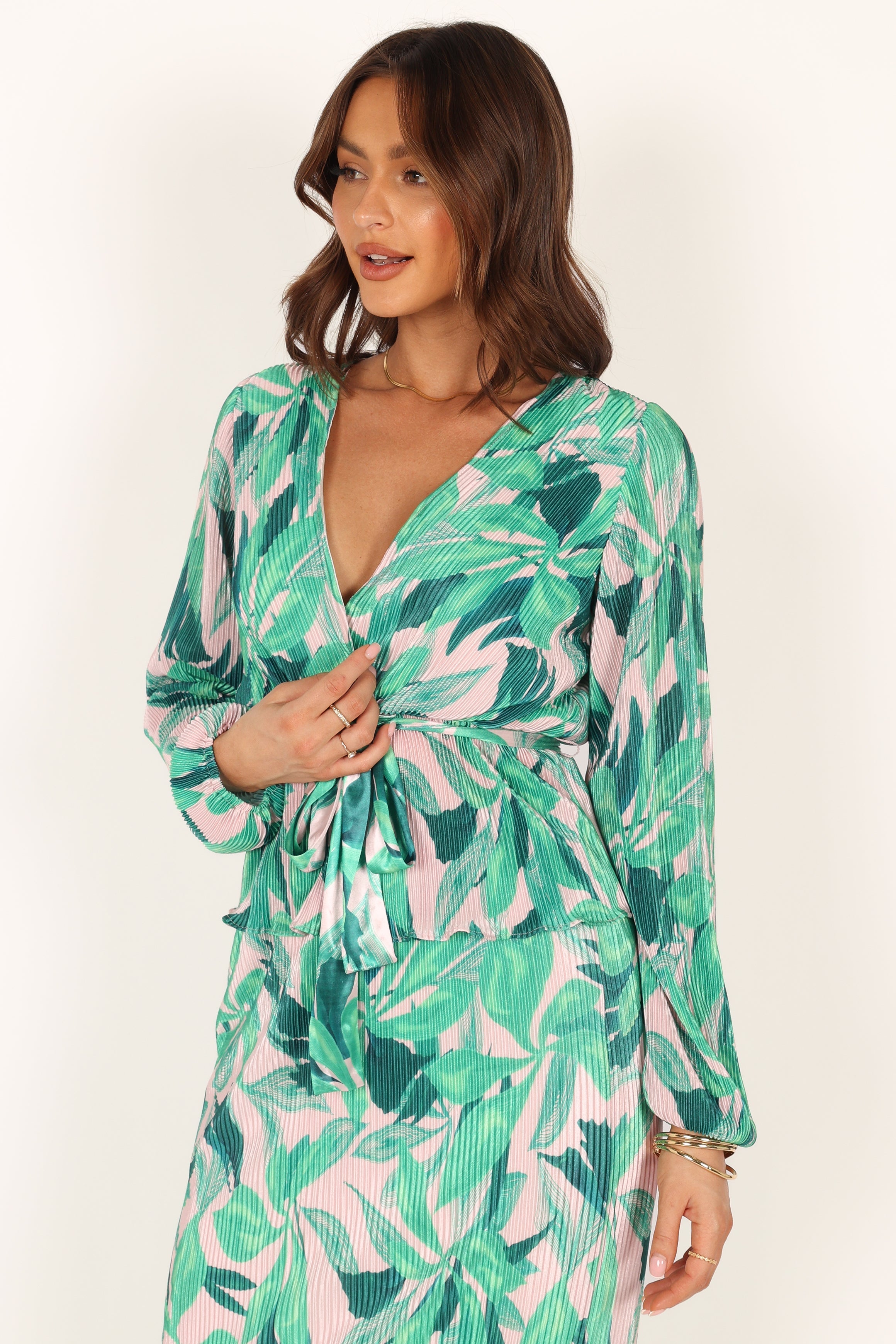 TOPS @Minelli Pleat Top - Green
