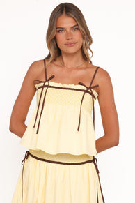 TOPS Mireille Baby Doll Top - Lemon