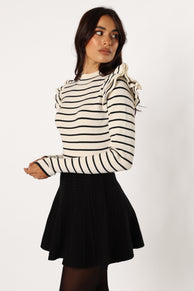 TOPS @Mockie Long Sleeve Body Suit - Black White