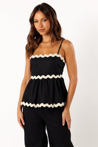 TOPS @Mollymook Top - Black/Cream