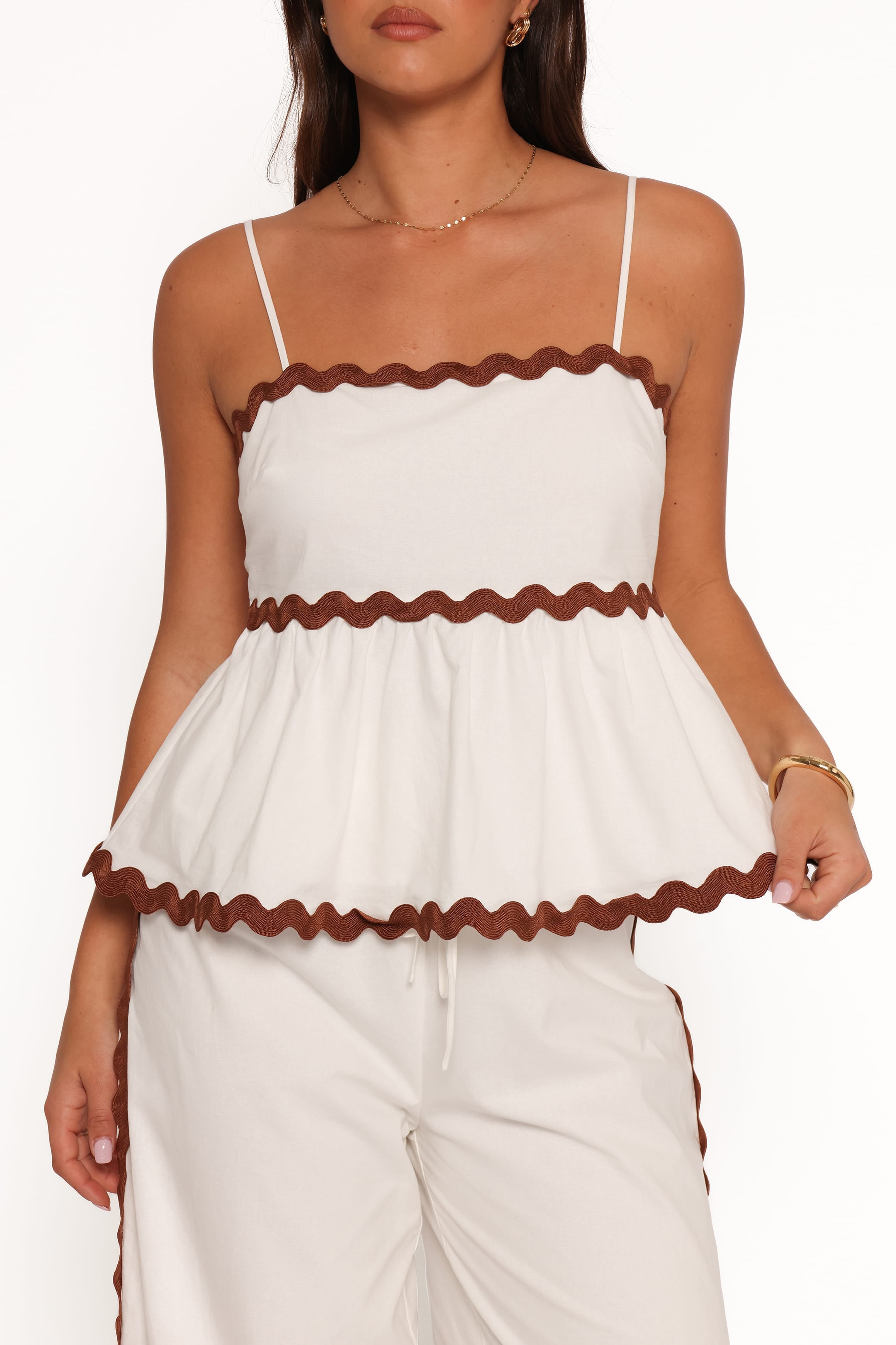 TOPS Mollymook Top - White Tan