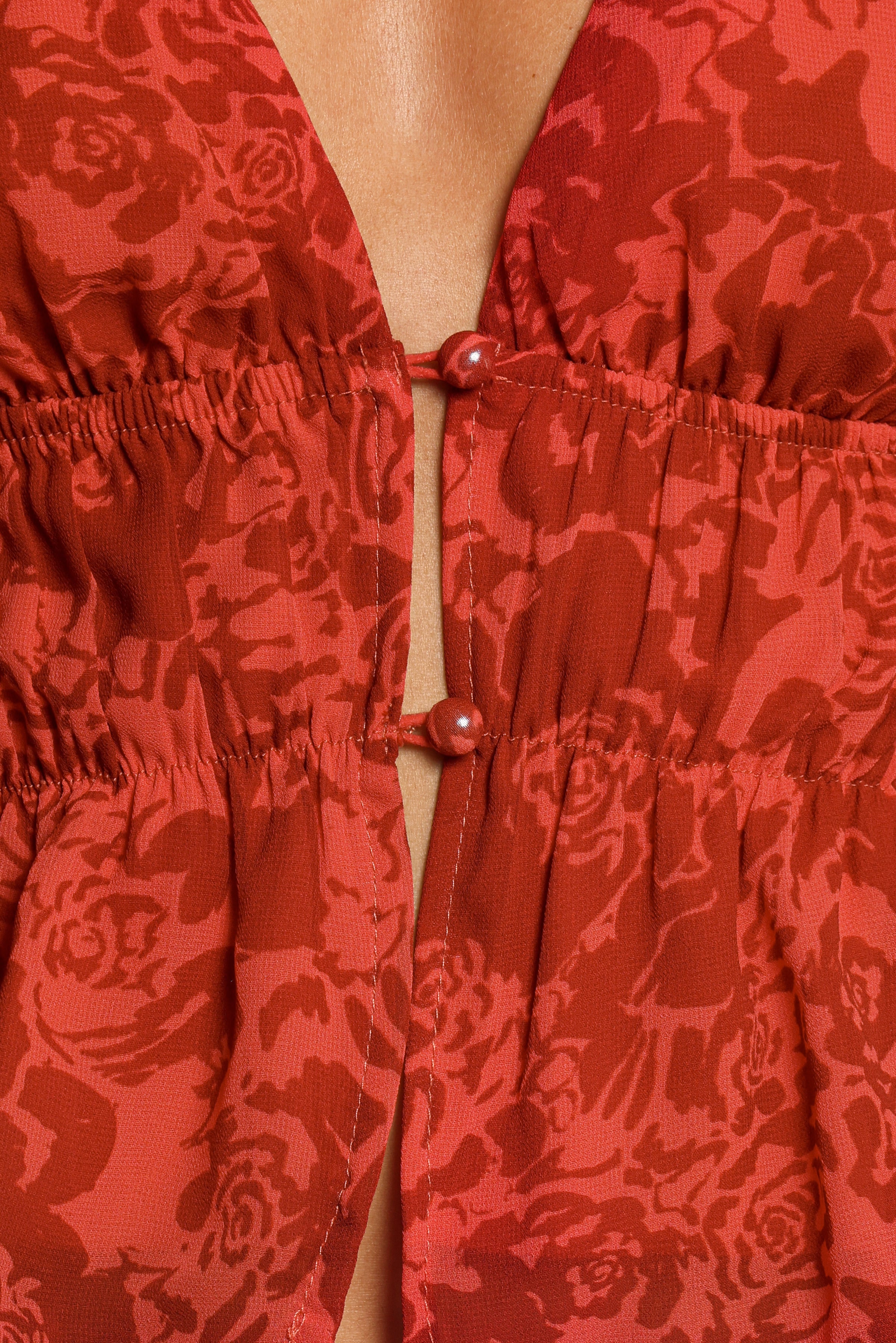 TOPS Monica Long Sleeve Top - Red Roses