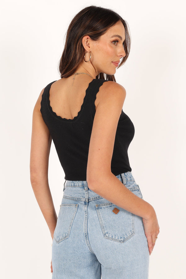 TOPS @Monique Ribbed Tank Top - Black