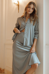 TOPS Narissa Satin Shirt - Silver