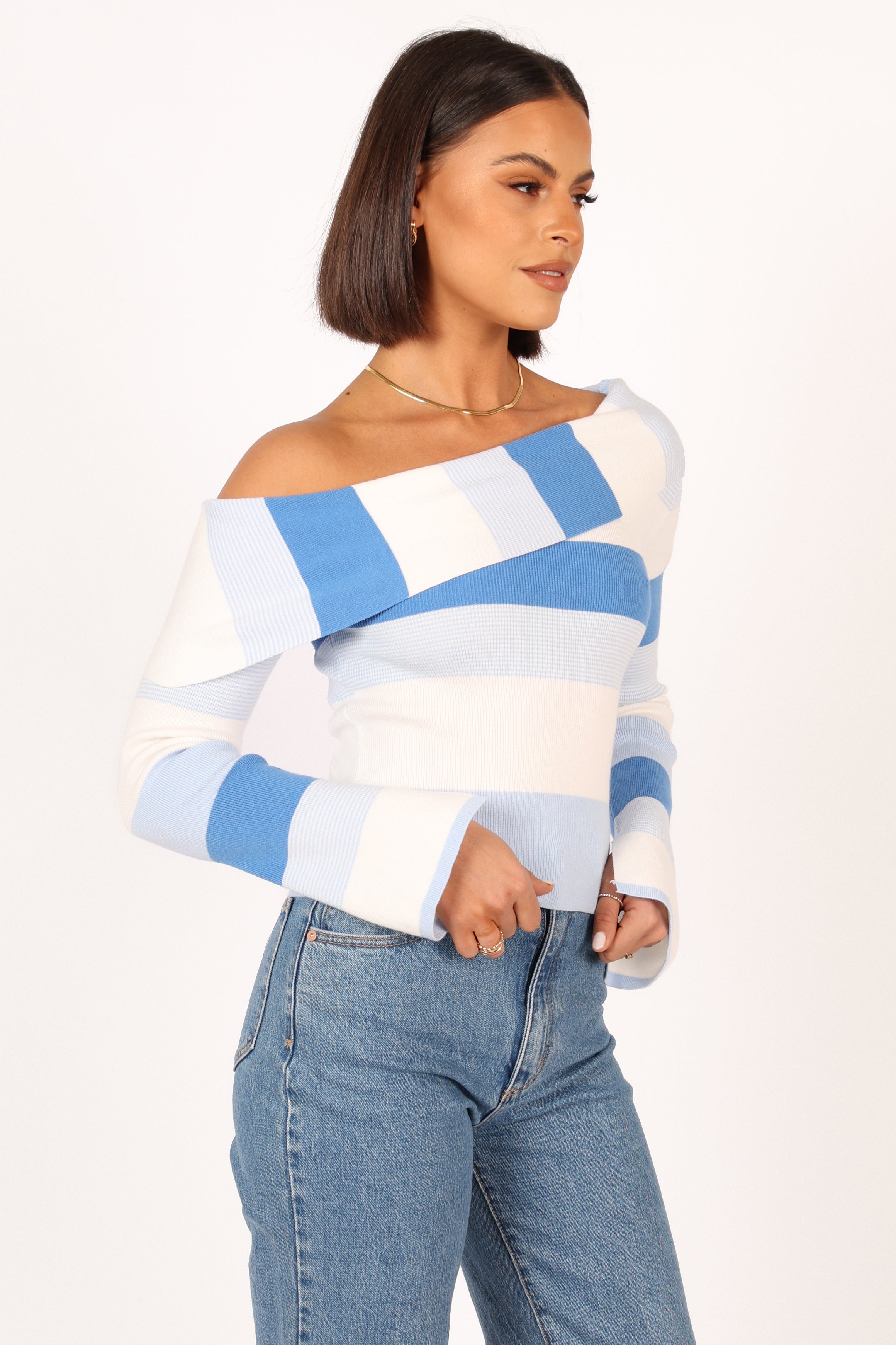 TOPS @Narla Knit Top - Blue