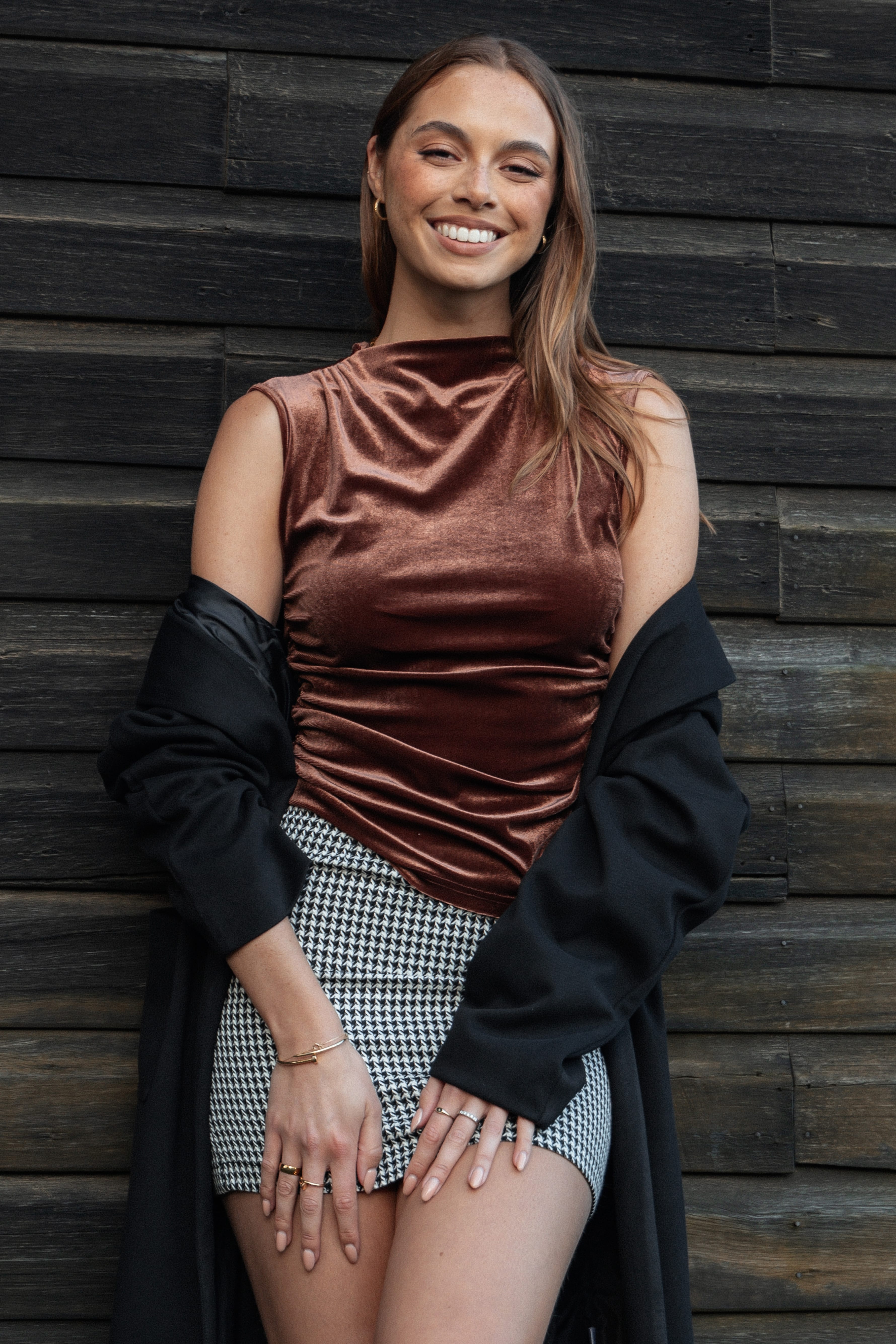 TOPS Nissa Velvet Top - Bronze