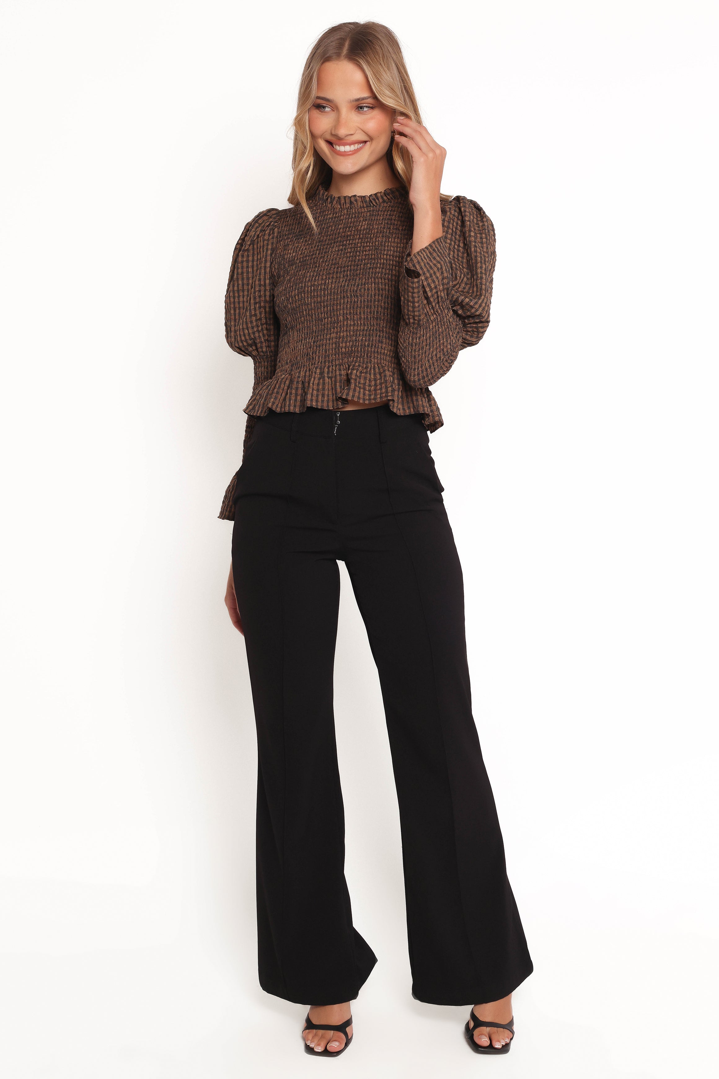 TOPS Nora Long Sleeve Top - Check