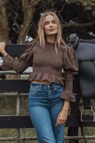 TOPS Nora Long Sleeve Top - Check