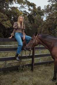 TOPS Nora Long Sleeve Top - Check