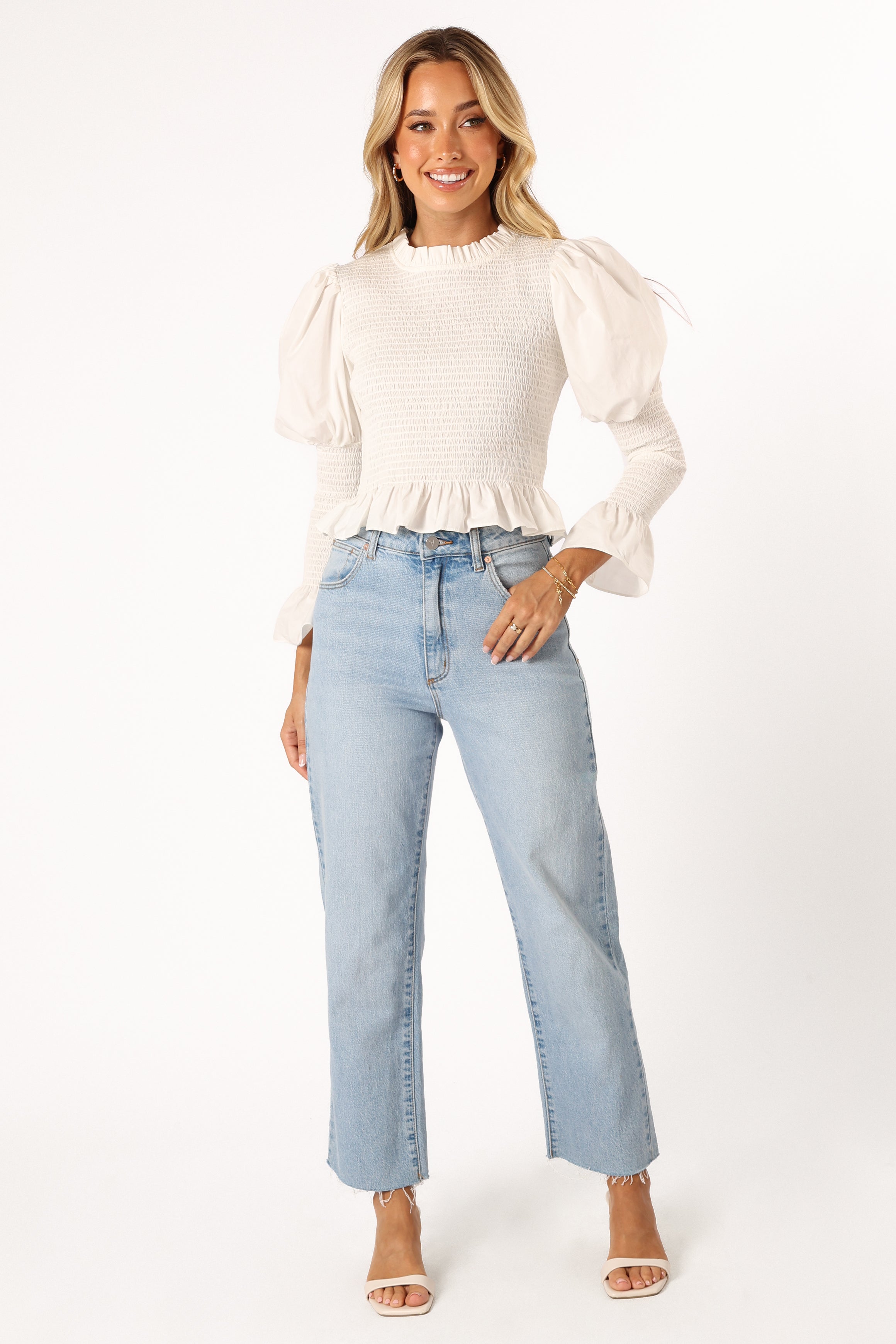 TOPS @Novah Long Sleeve Top - White