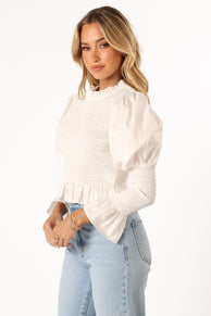 TOPS @Novah Long Sleeve Top - White