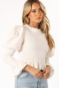 TOPS @Novah Long Sleeve Top - White