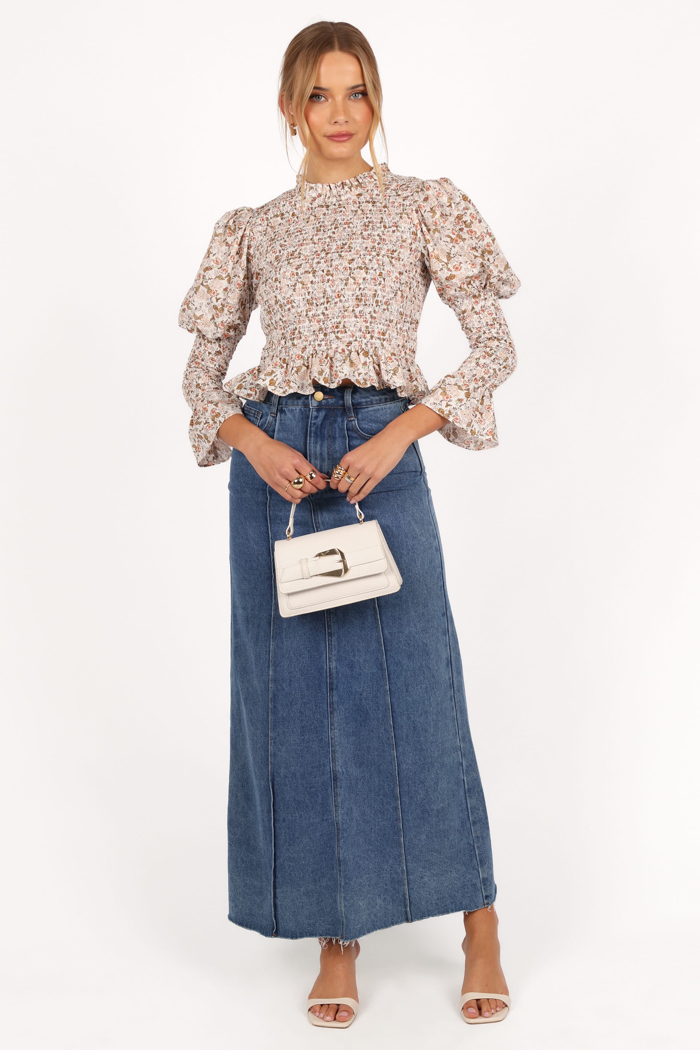 TOPS Novah Long Sleeve Top - White Floral