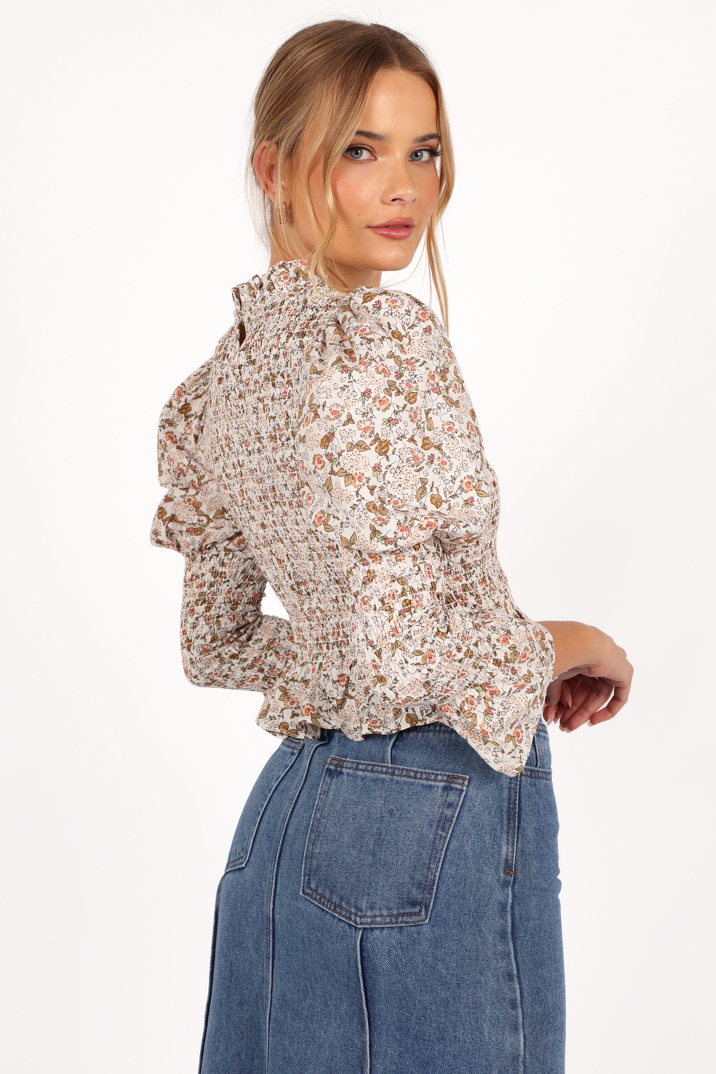 TOPS Novah Long Sleeve Top - White Floral
