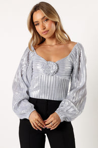 TOPS @Nyra Rose Detail Top - Silver