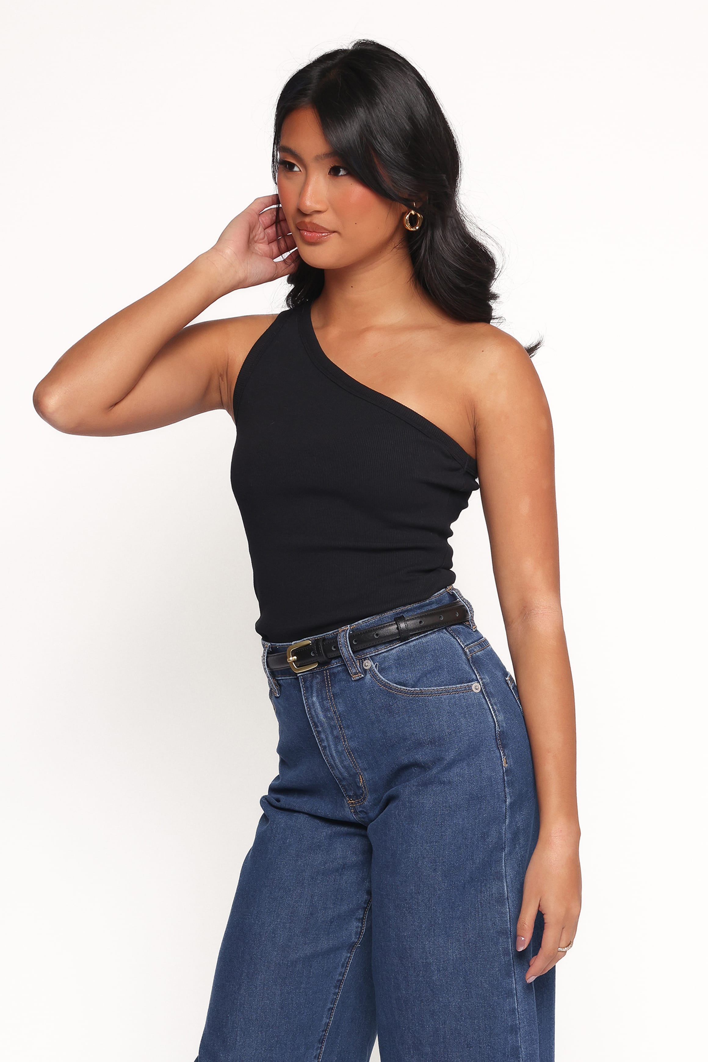 TOPS Nysa One Shoulder Top - Black