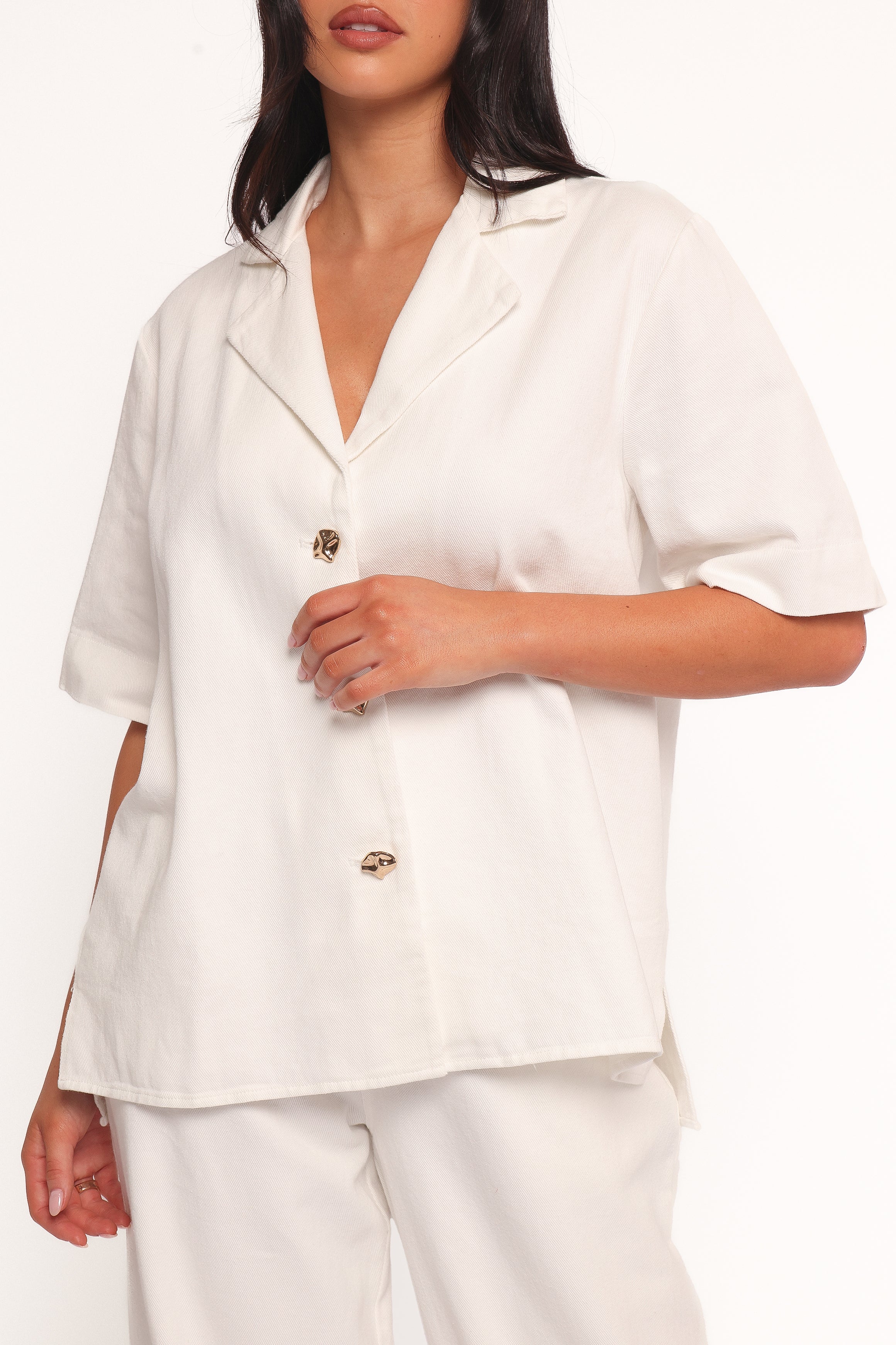 TOPS Odelia Denim Shirt - Off White