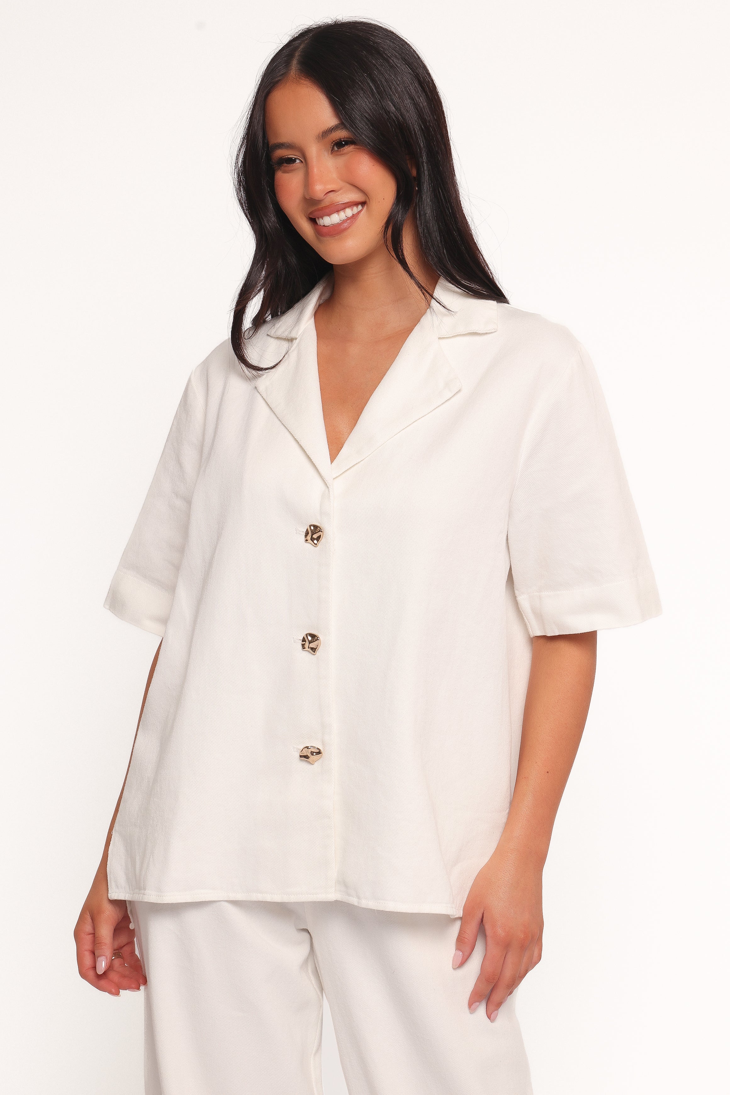 TOPS Odelia Denim Shirt - Off White