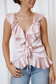TOPS Orelia Ruffle Front Top - Pink
