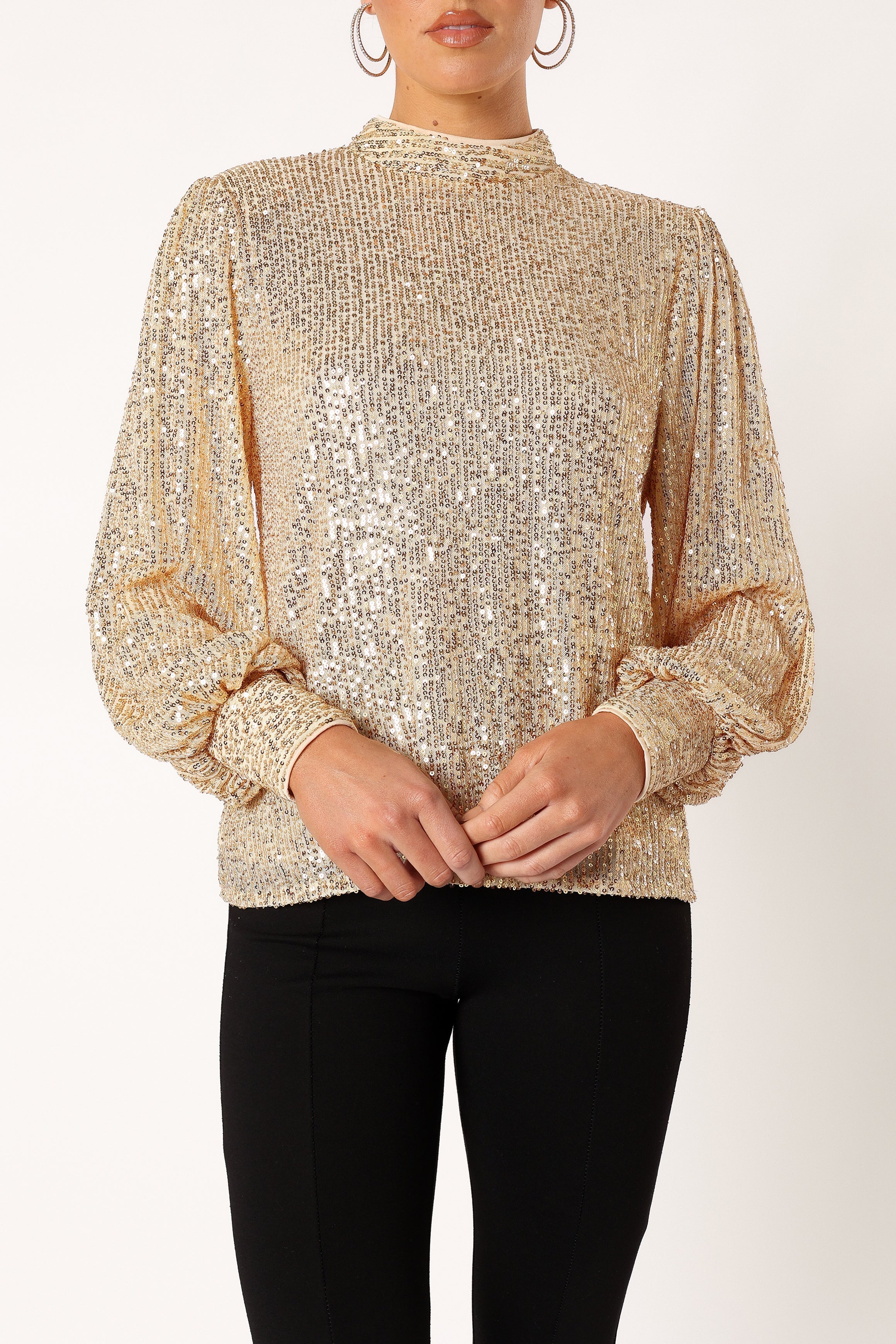 TOPS @Oscar Sequin Top - Gold