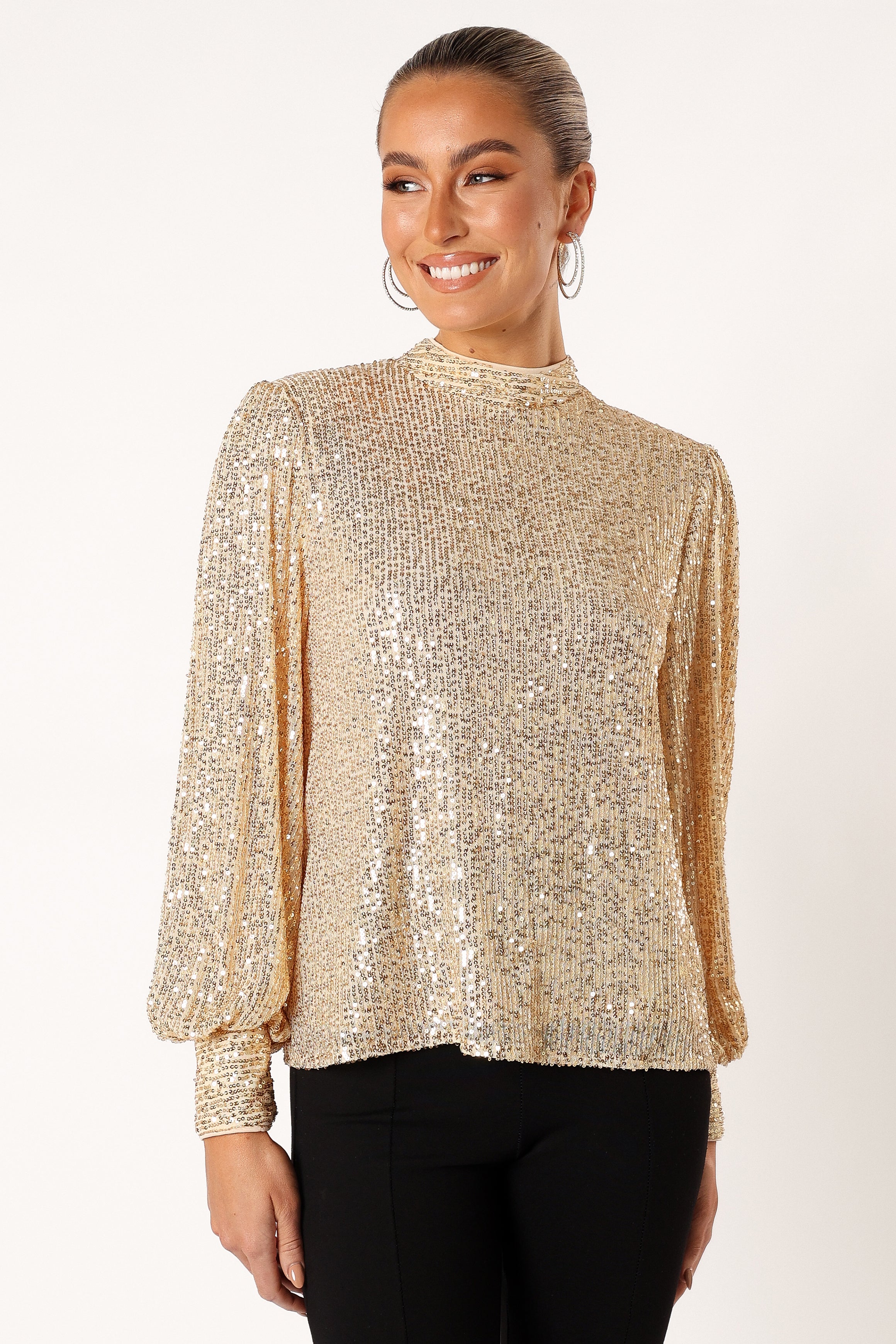 TOPS @Oscar Sequin Top - Gold