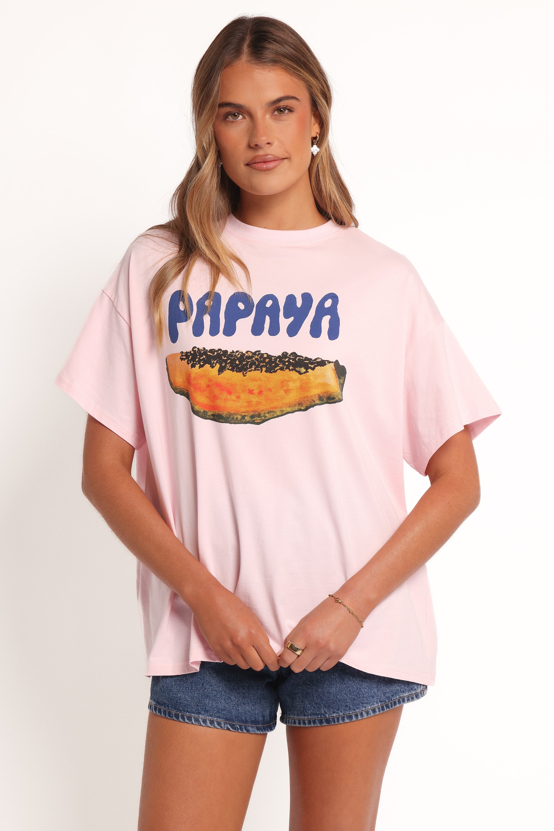 TOPS Papaya Graphic Tee - Pale Pink