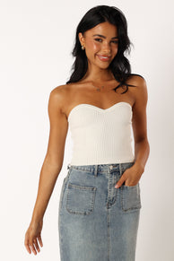 TOPS @Pari Strapless Knit Top - White